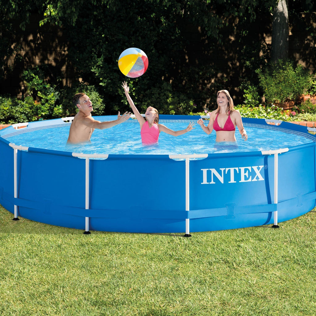 INTEX 12'x30" Metal Frame Swimming Pool with Filter Pump & Pool Cover (2-Pack) image 7