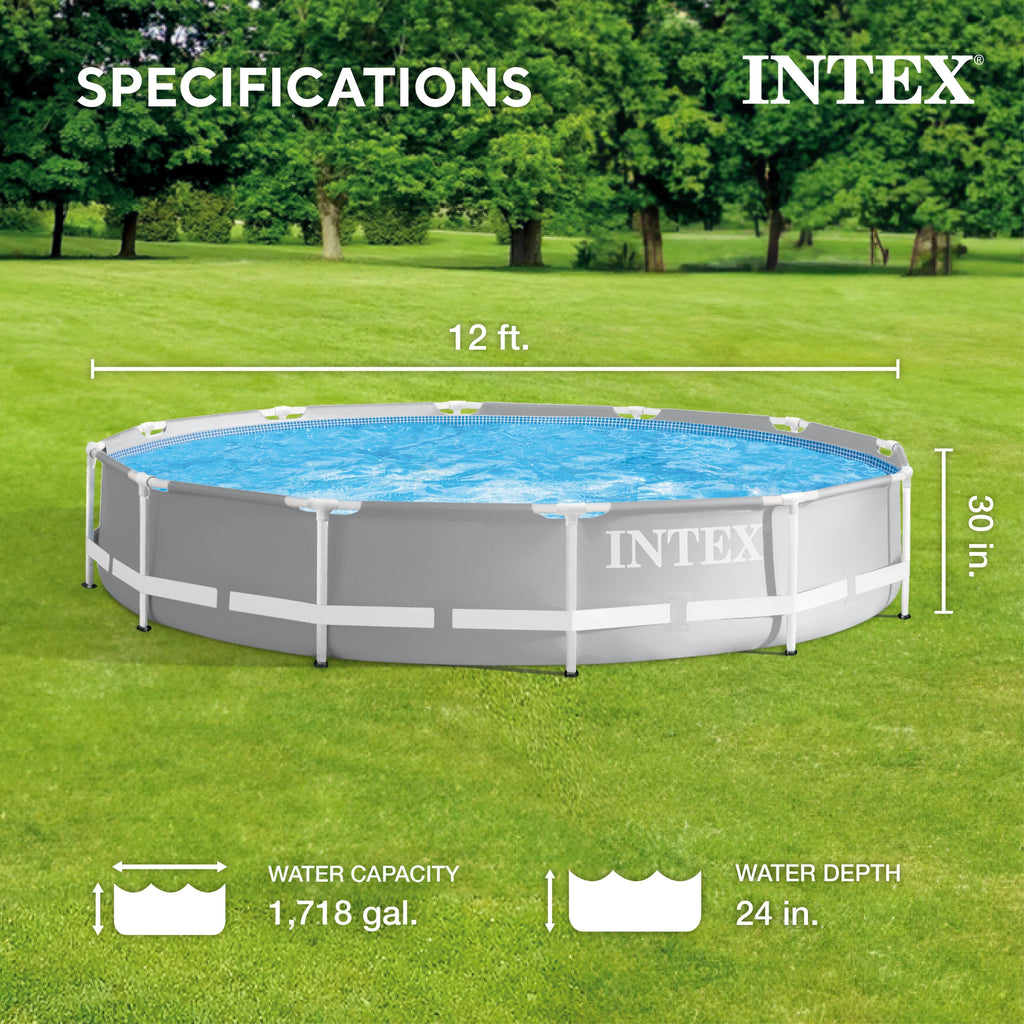 Intex 12 foot x 30 inch Prism Frame Round Above Ground Swimming Pool, (No Pump) image 1