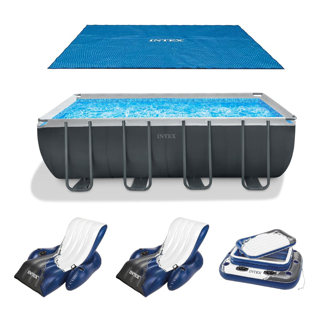 INTEX 18' x 9' x 53" Ultra XTR Frame Pool, Cover, Cooler, and Float (2 Pack) image 0
