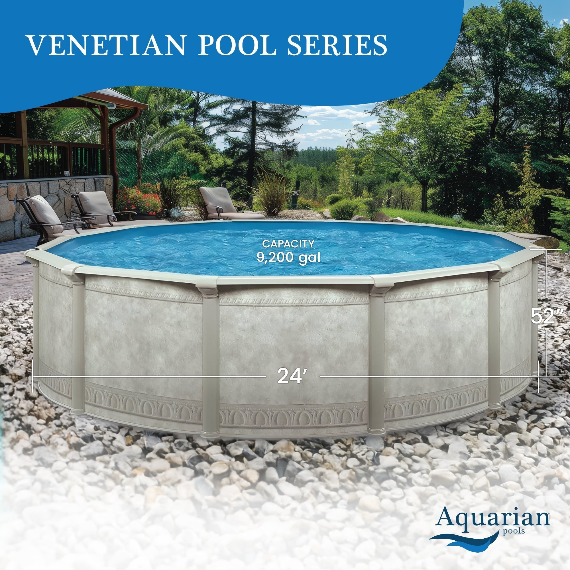 Aquarian Venetian 24ft x 52in Above Ground Swimming Pool with Liner and Skimmer image 1