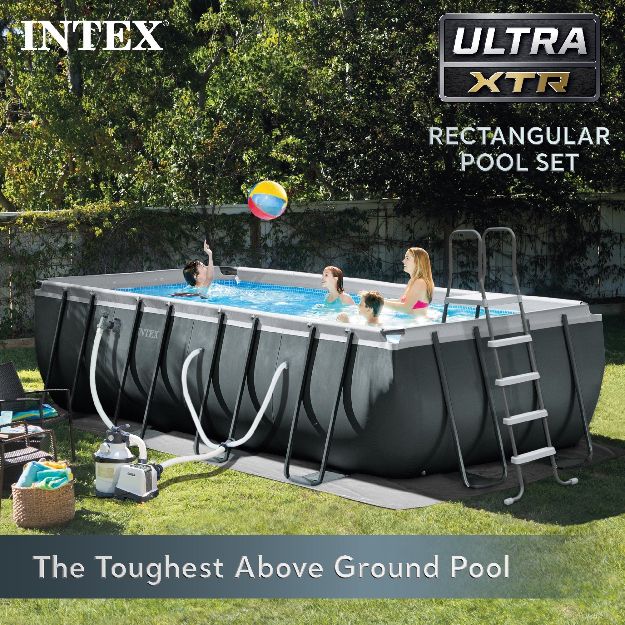 INTEX 18' x 9' x 53" Ultra XTR Frame Pool, Cover, Cooler, and Float (2 Pack) image 1