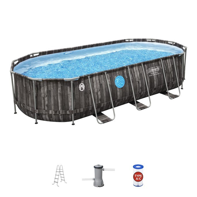 Coleman Power Steel Swim Vista Series II 20' X 10' X 48" Oval Metal Frame Above Ground Pool Set